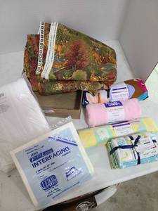 lot 3305 image: Fabric, interfacing, pkg of cotton burp cloths