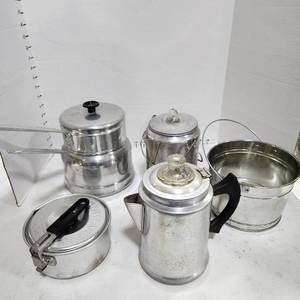 lot 3400 image: Camping cookware and metal pail
