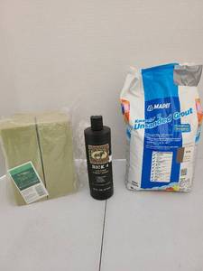 lot 3731 image: Grout, leather conditioner, foam blocks