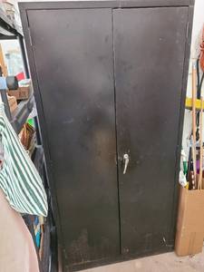 lot 3800 image: Black metal cabinet 36x72x18