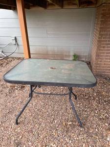 lot 4065 image: Glass top patio table