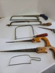 lot 3220 image: Hacksaws, coping saw, keyhole saws.