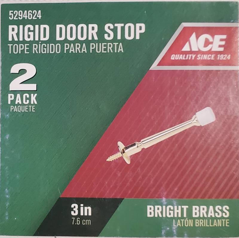 lot 166 image: Bag of 2 Ace Metal Rigid Door Stop 3 in. L Bright Brass