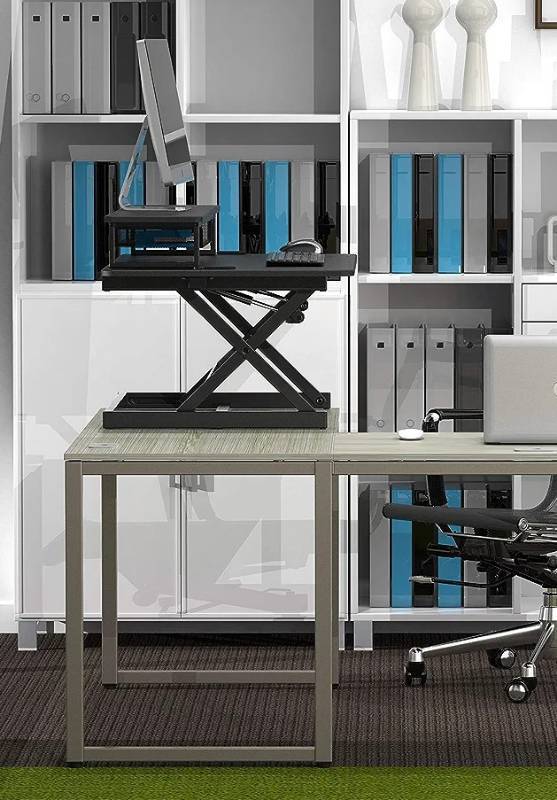 lot 30 image: 36-Inch Height Adjustable Standing Desk Sit to Stand Riser Converter Workstation