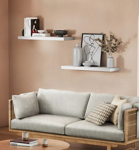 lot 12 image: AMADA HOMEFURNISHING Floating Shelves Large, 24 x 9 Inch Wall Shelves for Bathroom, Bedroom, Kitchen, Shelves for Wall Decor Set of 2, White - AMFS06