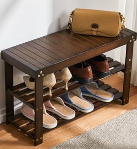 lot 48 image: Pipishell Bamboo Shoe Rack Bench, 3 Tier