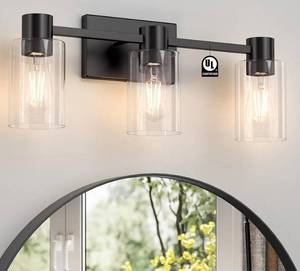 lot 58 image: Esfos 3-Light Matte Black Wall Sconces for Bathroom