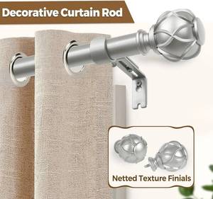 lot 64 image: KAMANINA 1 Inch Curtain Rod 36 to 72 Inch, Antique Silver