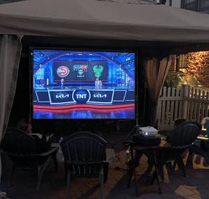 lot 65 image: 12-Foot Projector Screen and Stand,150 inch Large Indoor Movie Projection Screen 169