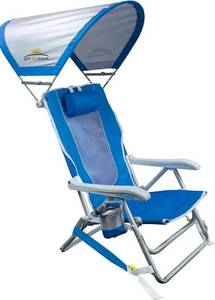 lot 71 image: GCI Outdoor Backpack Beach Chair, Royal Blue, Foldable, Portable, Adjustable, Sturdy Steel and Polyester