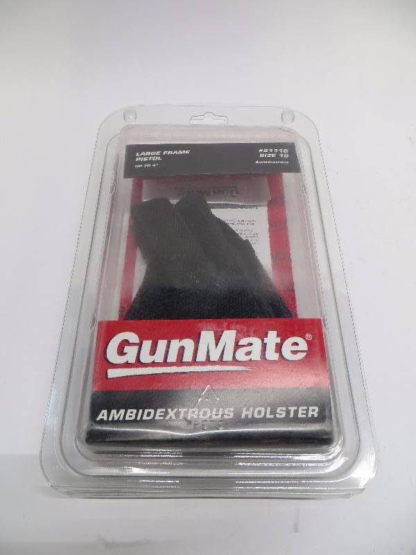 lot 1417 image: Gunmate Ambidextrous Hip Holster Large Frame Autos 4 Barrels Size 10 Synthetic Black