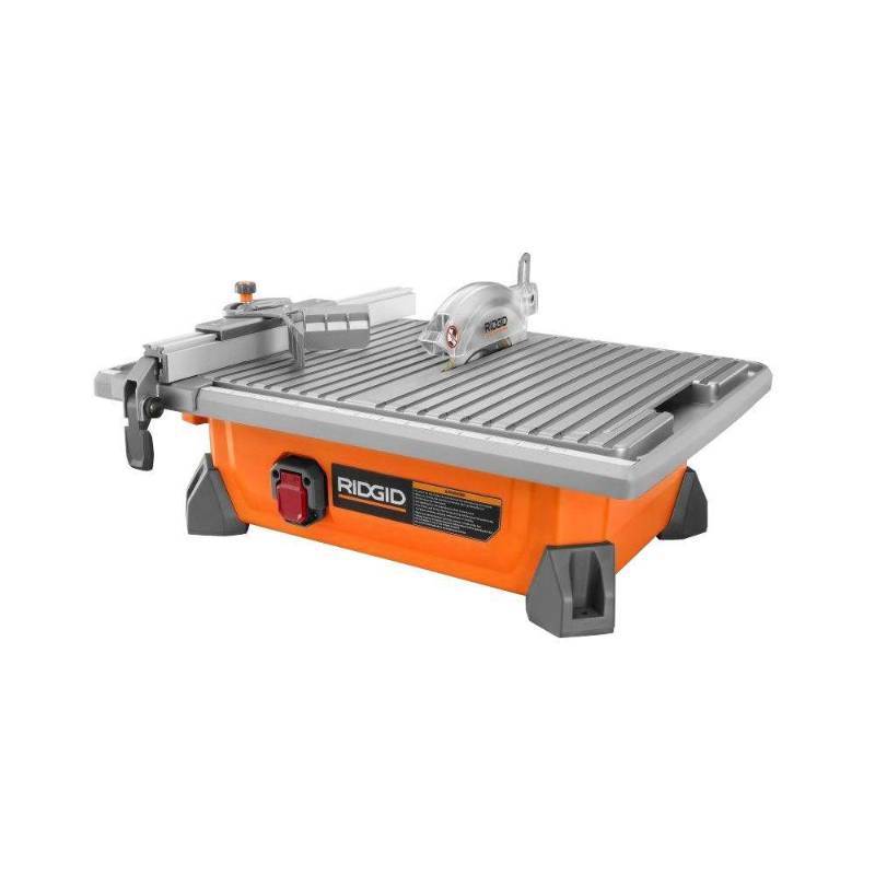 lot 6148 image: RIDGID 7 Portable Job Site Wet Tile Saw 6.5 Amp Induction Motor Power
