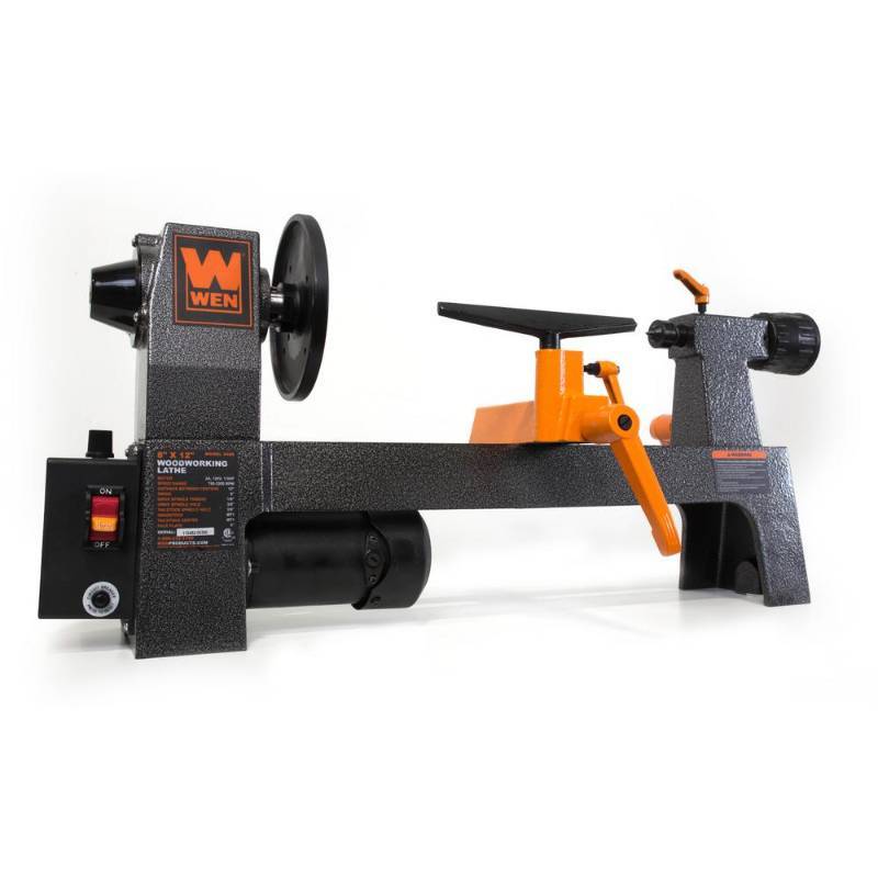 lot 6224 image: WEN 8 in. by 12-Inch Variable Speed Benchtop Wood Lathe