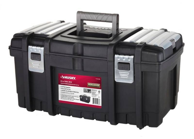 lot 6105 image: Husky 22 in. Tool Box with Metal Latches New