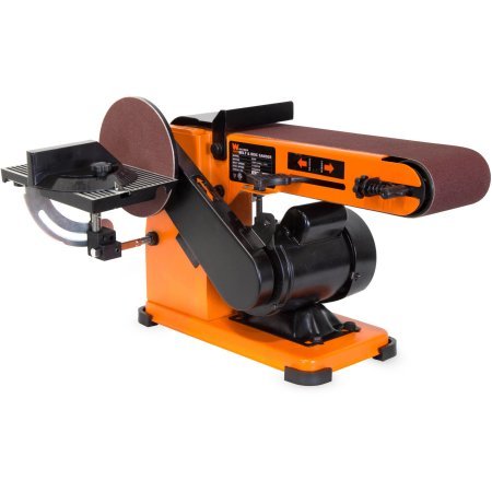 lot 6230 image: 4 x 36-Inch Belt and 6-Inch Disc Sander with Steel Base not tested inspect