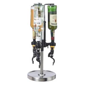 lot 15102 image: OGGI Professional 3-Bottle Revolving Liquor Dispenser, Stainless Steel