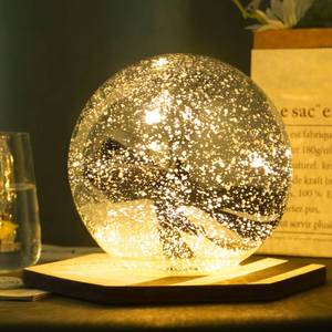 lot 15123 image: Lighted Mercury Glass Ball Table Lamp, Silver Cordless Glass Orb Christmas Decor Ball Led Light Globe, Modern Light Up Battery Operated Sphere Glass Night Light for Home Bedroom Indoor Decor, Small