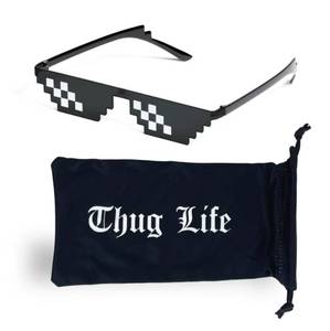 lot 15140 image: CLOUT WEAR Thug Life Glasses The Pixel Sunglasses Deal With It MLG Meme Cool Style Y2K (Black)