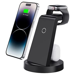 lot 15162 image: 3 in 1 Charging Station for iPhone, Wireless Charger for iPhone 15 14 13 12 11 X Pro Max & Apple Watch - Charging Stand Dock for AirPods