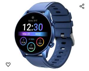 lot 15170 image: Smart Watch for Men Women Quick Text Reply 1.2 AMOLED Always-on Display for Android Phones and iOS Compatible iPhone Samsung Oxygen Heart Rate Monitor 3ATM Smartwatch Fitness Tracker Black Round