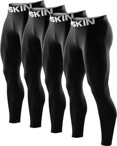lot 15195 image: DRSKIN 4 Pack Mens Compression Pants Tights Leggings Sports Baselayer Running Athletic Workout Active (Classic B01 4P, L)