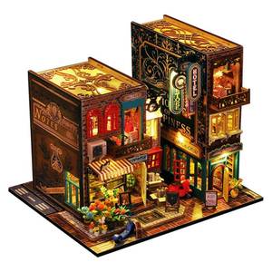 lot 15211 image: Shylamb DIY Book Nook Kit, DIY Miniature Dollhouse Kit with Furniture and LED Light, 3D Puzzle Wooden Art Bookends, Model Kits for Adults to Build (SCARBROUGH)