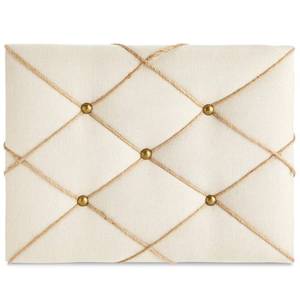 lot 15212 image: Farmlyn Creek Picture Bulletin Board, Linen Fabric Photo Display Board with Hooks (16 x 12 in)