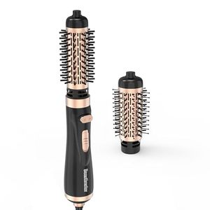 lot 15213 image: Beautimeter Hair Dryer Brush, 3-in-1 Round Hot Air Spin Brush Kit for Styling and Frizz Control, Negative Ionic Blow Volumizer, 2 Detachable Auto-Rotating Curling Brush, Black & Gold