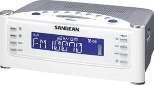 lot 15225 image: Sangean RCR-22 Atomic Clock with FM-RDS  AM  Aux-in Digital Tuning Clock Radio, silver, one size