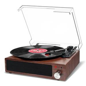 lot 15227 image: Record Player, FYDEE Bluetooth Turntable with 2 Built-in Stereo Speakers, 3-Speed 334578 RPM LP Vinyl Player, Vintage Vinyl Turntable Player Supports Headphone JackAux InputRCA Out - Walnut