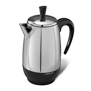 lot 15230 image: Farberware Electric Coffee Percolator, FCP280, Stainless Steel Basket, Automatic Keep Warm, No-Drip Spout, 8 Cup