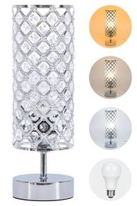 lot 15248 image: Ganiude Touch Control Crystal Table Lamps Set of 2, Nightstand Sliver Lamps with USB CA Charging Ports, Modern Dimmable Desk Lamps for Teen Girls Bedrooms (LED Bulb Included)
