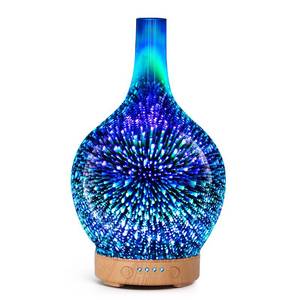 lot 15250 image: Essential Oil Diffuser, 3D Fireworks Glass Mirror Aromatherapy Diffuser 100ml Cool Mist Humidifier Ultrasonic Aroma Diffuser for Essential Oils 7 Colors Light Waterless Auto-Off for Home (Silver)