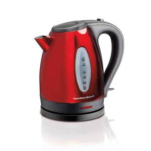 lot 15252 image: Hamilton Beach Electric Tea Kettle, Water Boiler & Heater, 1.7 Liter, Cordless Serving, 1500 Watts for Fast Boiling, Auto-Shutoff and Boil-Dry Protection, Red (40885)