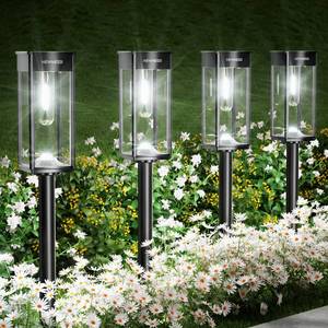 lot 15254 image: NEWMESSI Solar Pathway Lights for Outside, 6 Pack Solar Garden Lights Outdoor Waterproof IP65, Bright Pathway Lights Solar Powered Classic Square Ddesign for WalkwayDriveway (Cold White)