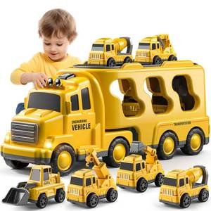 lot 15258 image: TEMI 5-in-1 Construction Truck for 3-9 Year Old Boys and Girls - Friction Power Vehicle Car for Toddlers 1-3, Carrier for Kids 3-5 - Christmas and Birthday Gifts