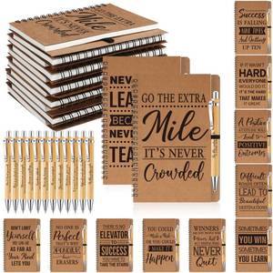 lot 15261 image: Geyoga 72 Pcs Employee Appreciation Gifts Set Inspirational Spiral Kraft Notebooks with Motivational Retractable Bamboo Pens for Office Supplies Thank You Gifts for Teacher Friend Graduation Gifts