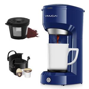 lot 15263 image: Vimukun Single Serve Coffee Maker, Instant Coffee Maker One Cup Compatible with K-Cup Pods & Ground Coffee, Single Cup Coffee Machine with 6 to 14oz Reservoir, Auto Shut-off, Small Size(Blue)