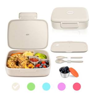 lot 15265 image: ANDMOON Bento Lunch Box with KidsAdults, 5 Compartments Leakproof Lunch Container with Dressing Cup, Eco-Friendly Double Insulated Boxes, Dishwasher and Microwave Safe, BPA-Free (white)