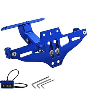 lot 15271 image: MDPROMCP Universal Motorcycle Fender Eliminator With LED Light CNC Aluminum License Plate Bracket (Blue)