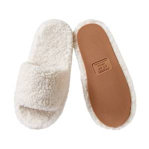 lot 15291 image: posee Size 5.5 - Fuzzy Memory Foam Slippers for Women, Fluffy Open Toe Slippers Curly Fur Cozy Flat Spa Slide Slippers Comfy Soft Non-Slip House Shoes Indoor and Outdoor, Warm Gift