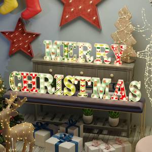 lot 15318 image: Christmas Decorations Indoor - 14 LED Letters Christmas Lights MERRY CHRISTMAS for Christmas Decorations Indoor Home Decor, Surface UV Printing Snowflakes, Christmas Trees, Elk, etc, Warm White