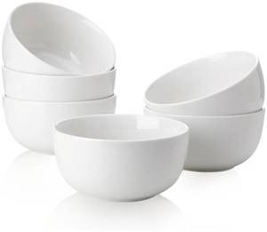 lot 15321 image: Sweese Ice Cream Bowls - 10 Oz Cereal Bowls Set of 5, Portion Control Bowls for Dessert Rice Soup Pasta Salad Oatmeal, Dishwasher & Microwave Safe, White