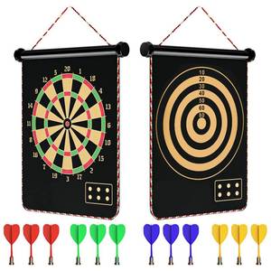 lot 15325 image: Mixi Magnetic Dart Board for Kids, IndoorOutdoor Toy for Kids - Double Sided Dart Board Game Set with 12 Darts, Ages 5 and Up