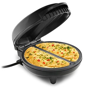 lot 15327 image: Elite Gourmet EOM205 Non-Stick Omelet, Frittata, Snack Pocket Maker, Dessert Maker, 2 Individual 6.5 Omelets, Stainless Steel and Black