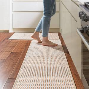 lot 15345 image: ILANGO Kitchen Rugs and Mats Non Skid Washable 2 Pcs, Absorbent Kitchen Runner Rugs for Floor, Front of Sink, Long Comfort Standing Mats for Entryway Hallway 17x3217x48 (Brown)