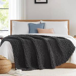 lot 15355 image: LAGRATY Chunky Knit Blanket Throw - Soft Chunky Throw Blanket 30x40 100% Hand Kintted Chenile Crochet Throw Blanket for Couch - Large Cable Knit Chunky Blanket for Home Decor(Dark Grey)