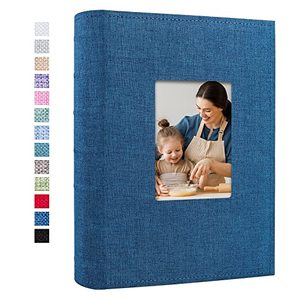 lot 15367 image: Vienrose Photo Album 4x6 300 Photos Linen Frame Cover with Memo Areas Photobook Large Capacity Slip-in Pictures Book for Wedding Baby Vacation, Blue