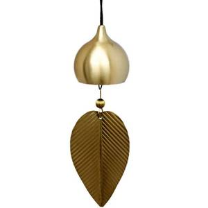 lot 15373 image: Gold Leaf Hanging Bell for Good Luck Wealth and Safe - Window Door Home Pendant Wind Chime Chinese Feng Shui Bell