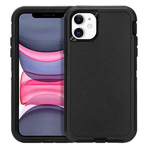 lot 15387 image: CAFEWICH iPhone 11 Case, Heavy Duty Shockproof 3-Layer Full Body Protective High Impact Tough Hybrid Rubber Rugged Durable Phone Cover for iPhone 11 6.1 - Black